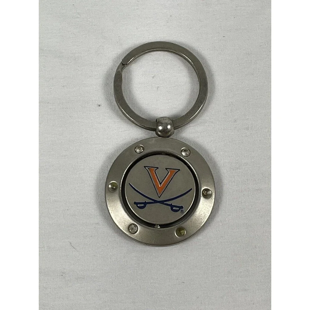 University of Virginia UVA Cavaliers Spinner Keychain Metal Rhinestone ACC NCAA